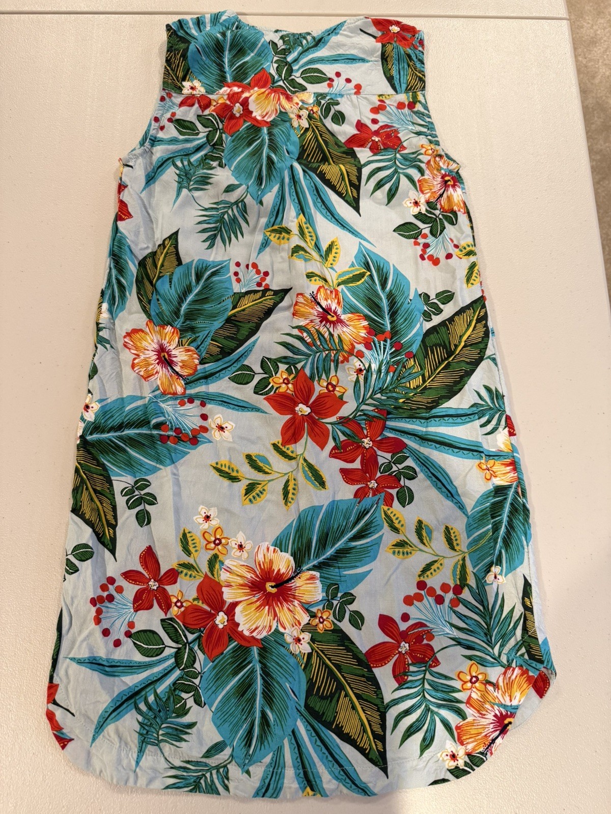 Hawaiian Print Luau Summer Shift Dress Size XS Beach Lunch Lounge