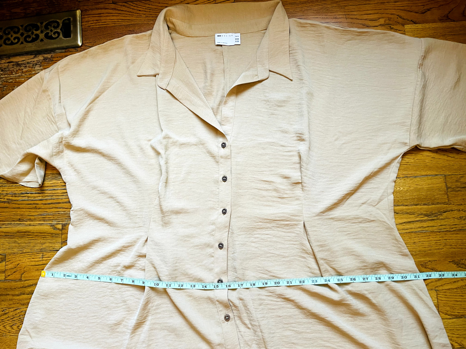 ASOS DESIGN Curve Button Through Waist Midi Shirt Dress In Beige US 26/UK30 NWT