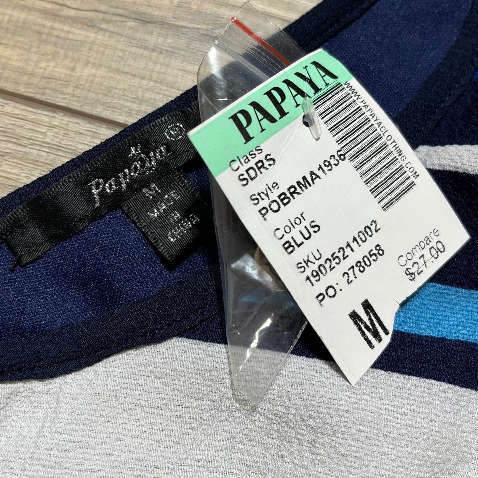 Papaya Womens Double Strap Lined Belted Mini Dress Size Medium White Blue