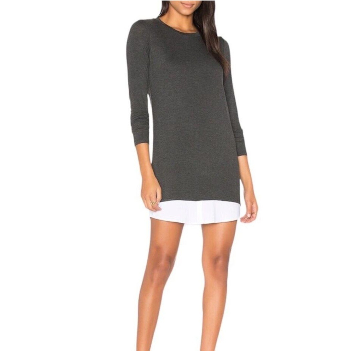 BAILEY 44 Cher Sweater Dress Anthracita Gray Layered Look Size M Modern Chic