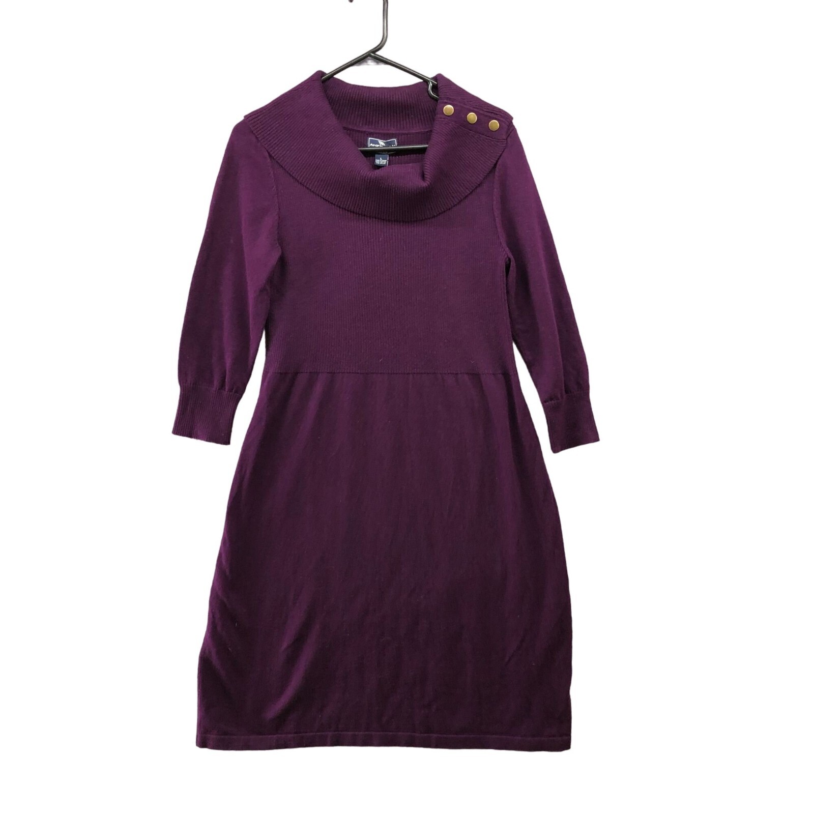 NWT American Living Cowl Neck Sweater Dress L Purple Long Sleeve Knit A Line