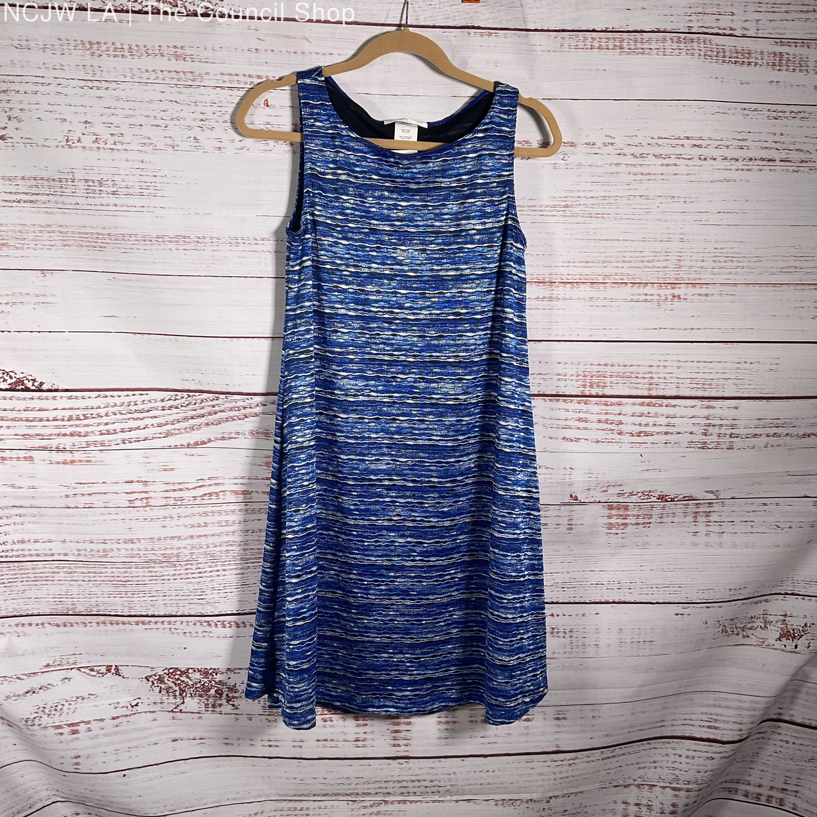 Papillon Blanc Blue White Black Wavy Sleeveless Dress – Size M New W/ Tags