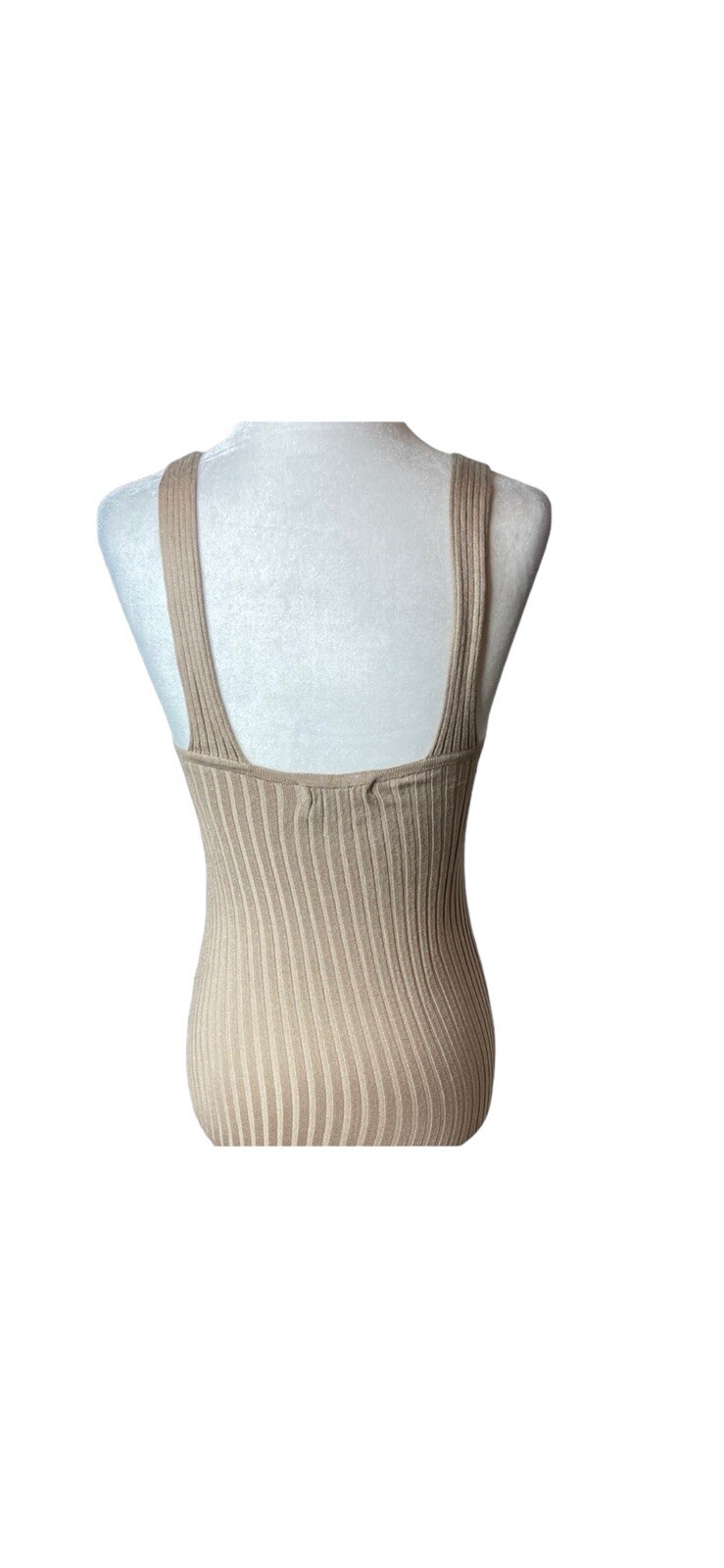 Mod Ref ribbed sleeveless maxi dress, tan, size Small