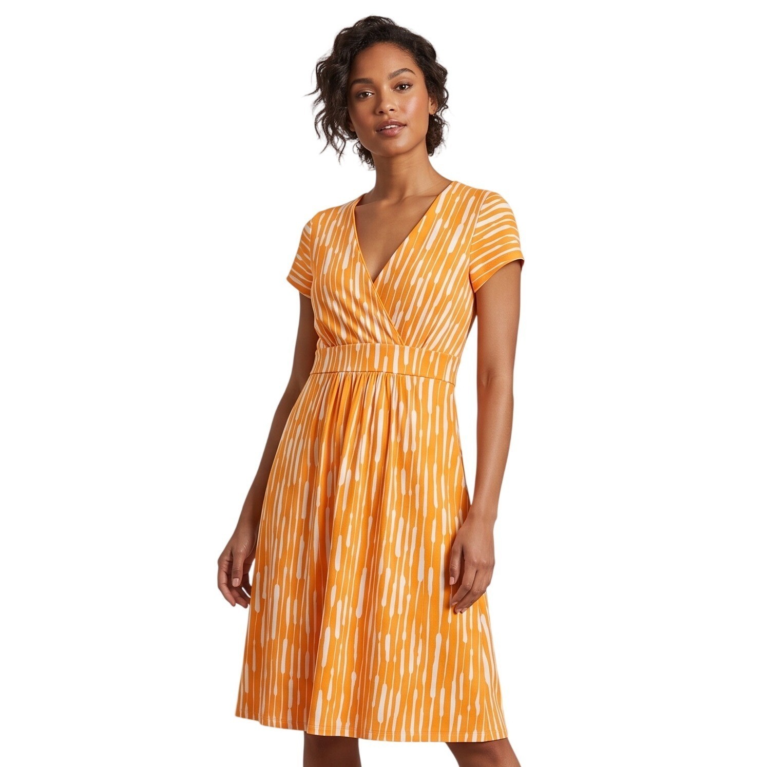 BODEN Lola Jersey Dress US 6R Faux Wrap Empire Waist Preppy Summer Midi $98