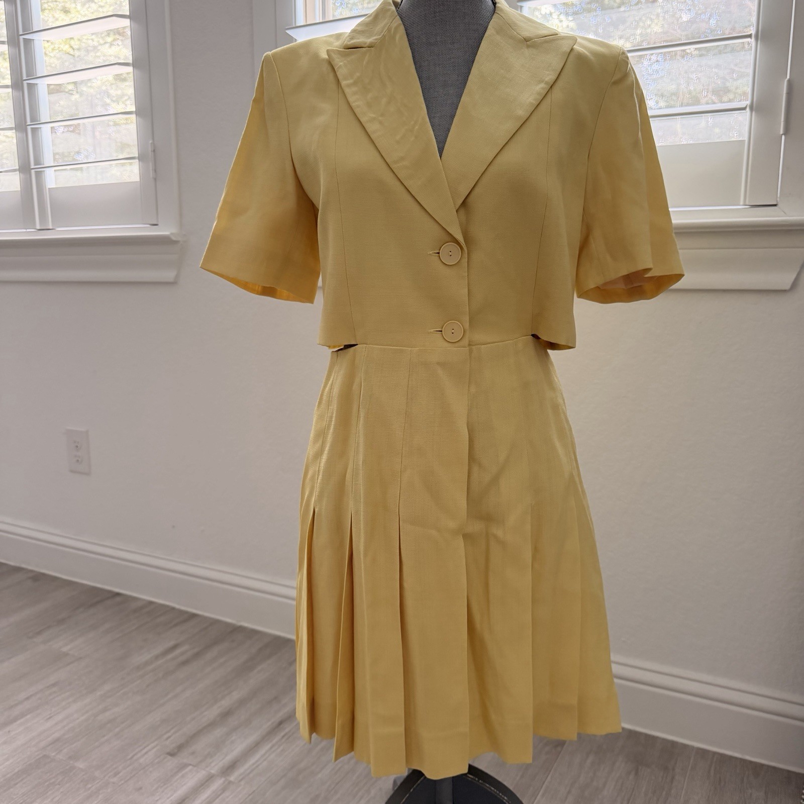 SANDRO Lilirose Side Cutout Pleated Dress Yellow Lemon SZ US 6 EU 38 NWT $545