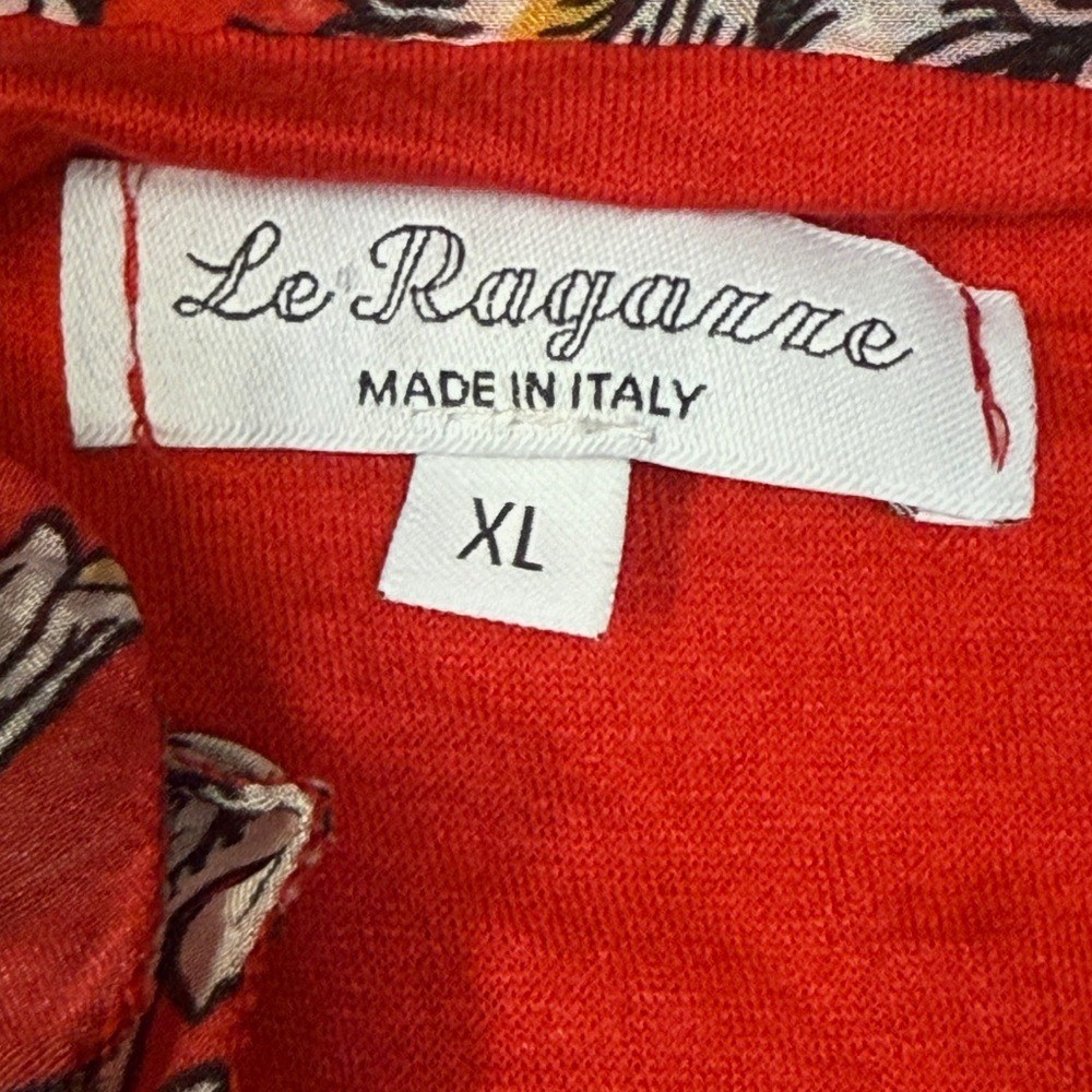 Le Raganne Silk Blend Red Floral Midi Dress