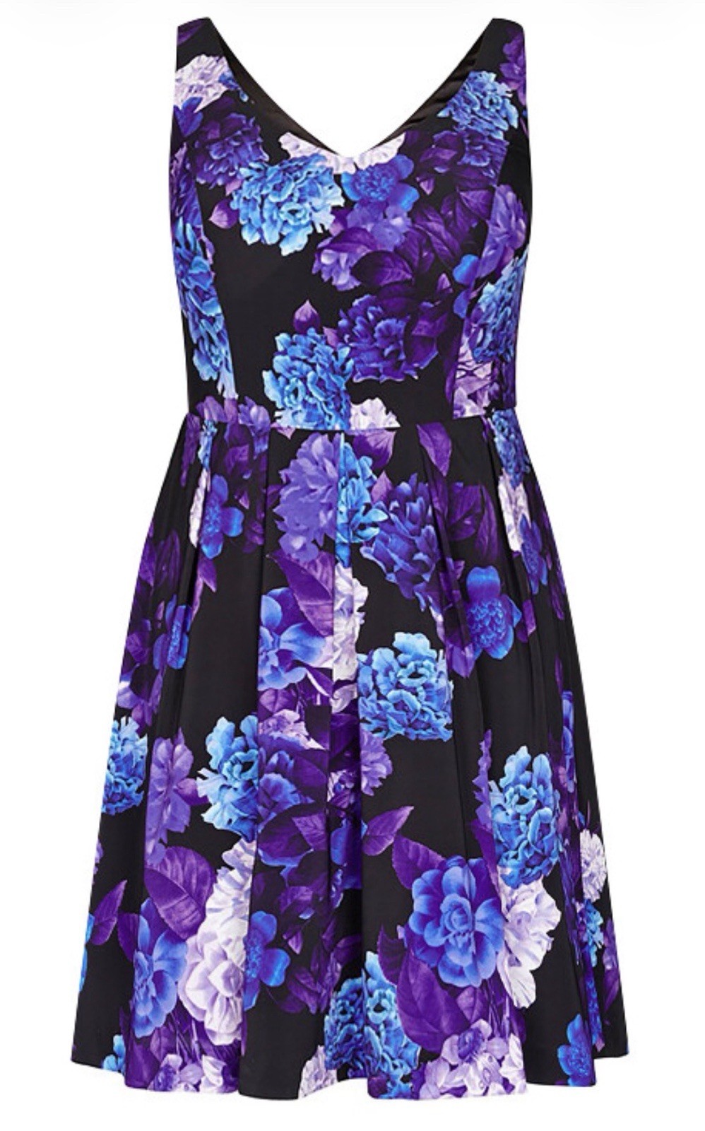 NWT City Chic Hydrangea Fit & Flare Dress – black XL 22 Size