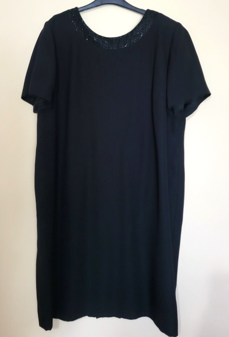 Evan Picone Dress Black Beaded Lined Zip Plus 20W (2X) Gorgeous
