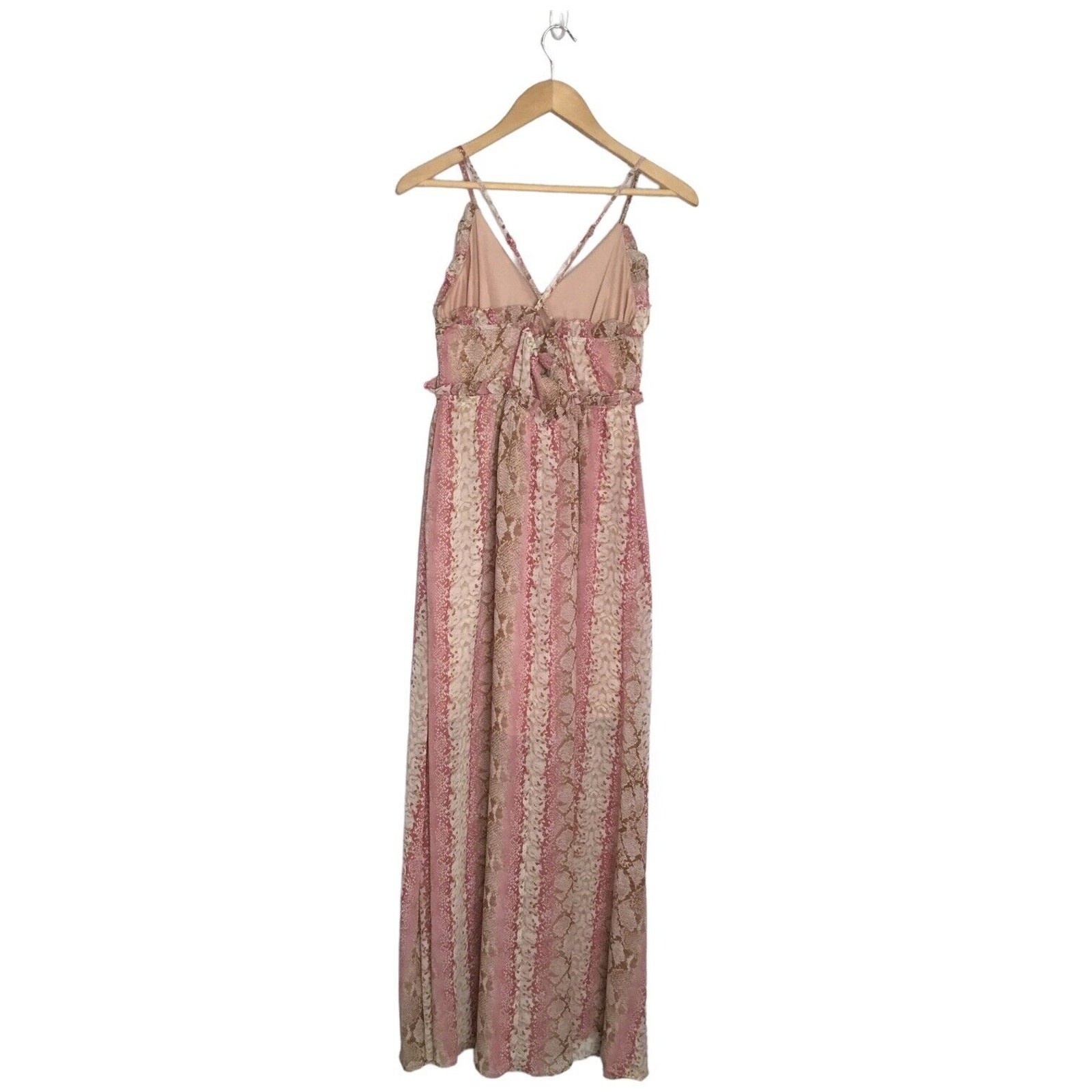 She Sky Maxi Dress Womens Medium Pink Snake Sheer Fairycore Whimsigoth Boho