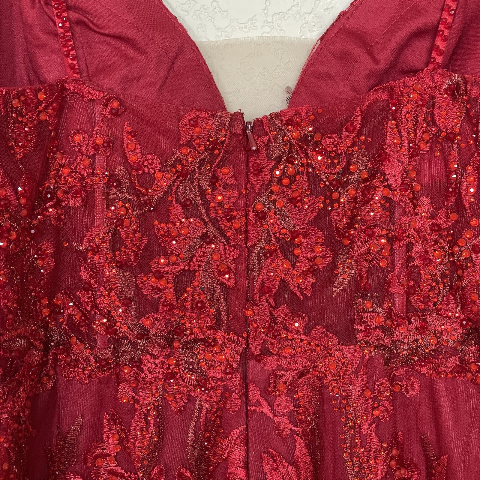 Mac Duggal Gown Dress Womens Size 18 Mermaid Red Lace Sequin Beaded 20330 $798