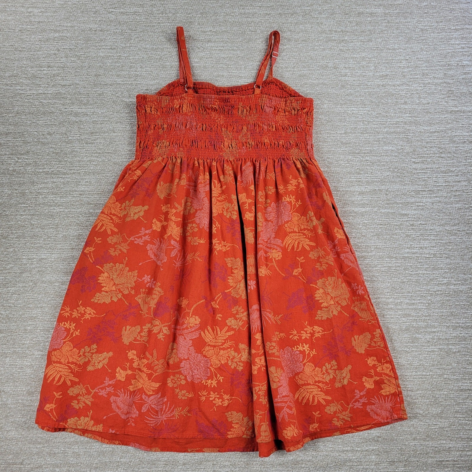 Universal Thread Dress Womens Medium Orange Smocked Top Adjustable Straps Summer