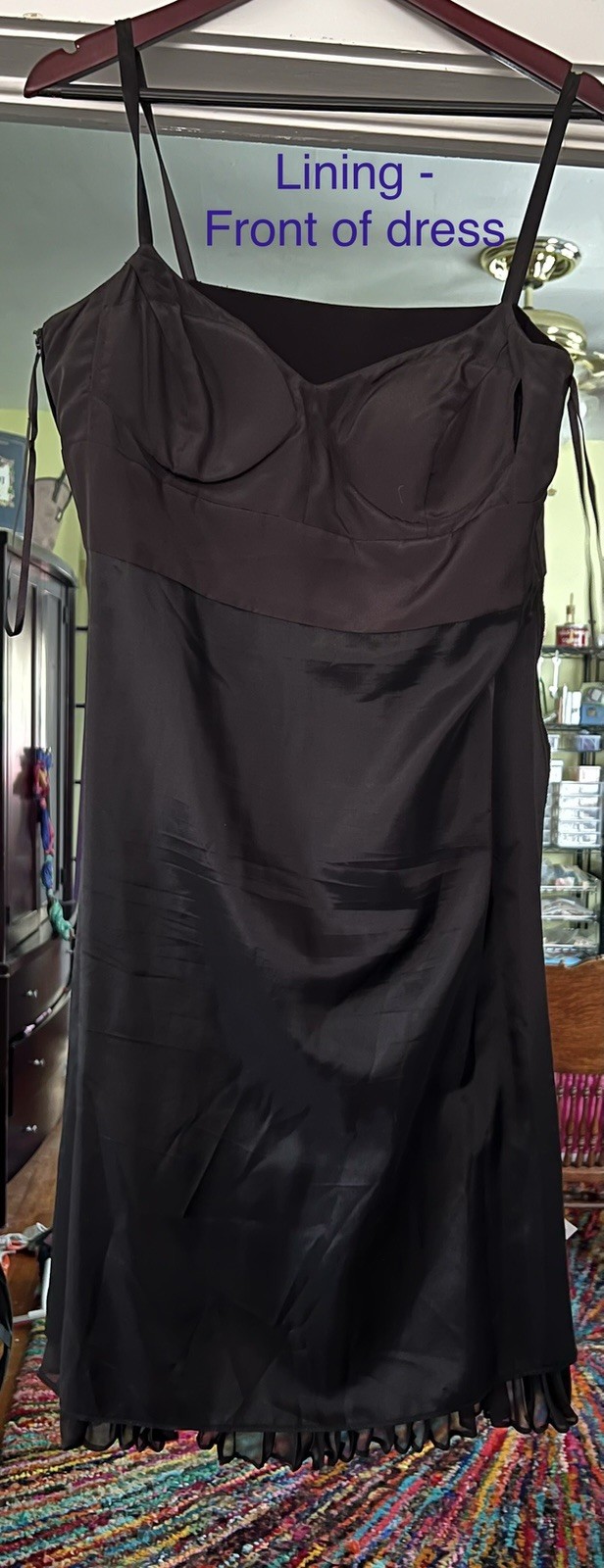 Ann Taylor Black Fit & Flare Sweetheart Beaded Chiffon Knee Dress – Size 12