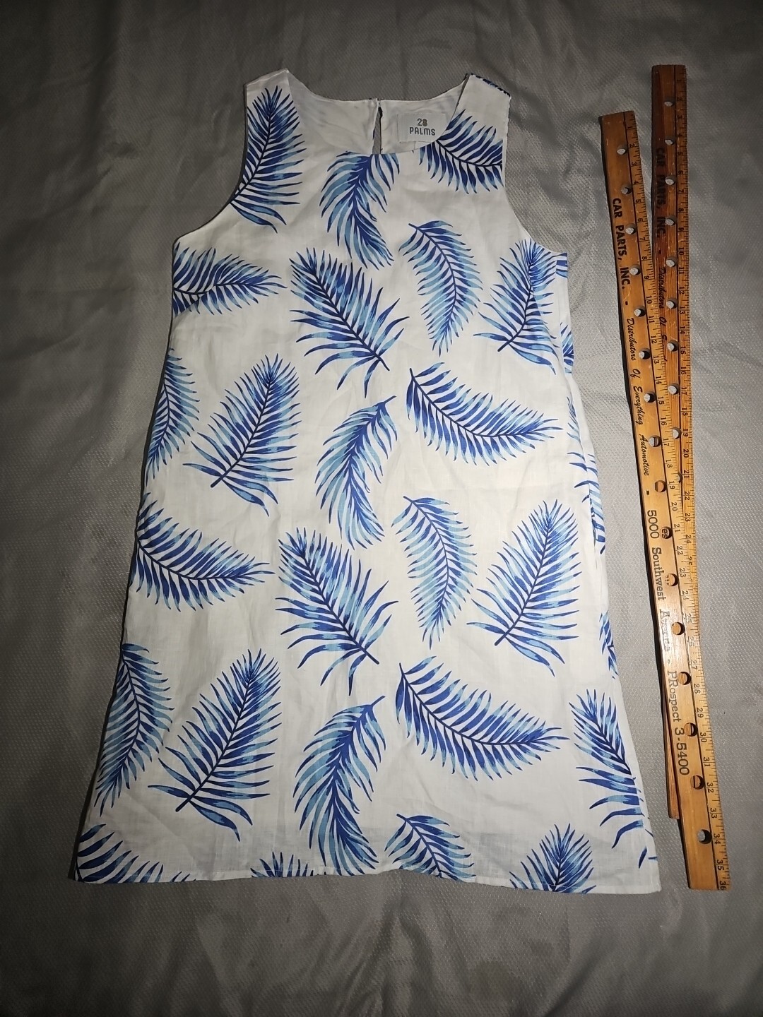28 Palms Dress Womens Large Blue White 100%Linen Beach Sleeveless Shift Top