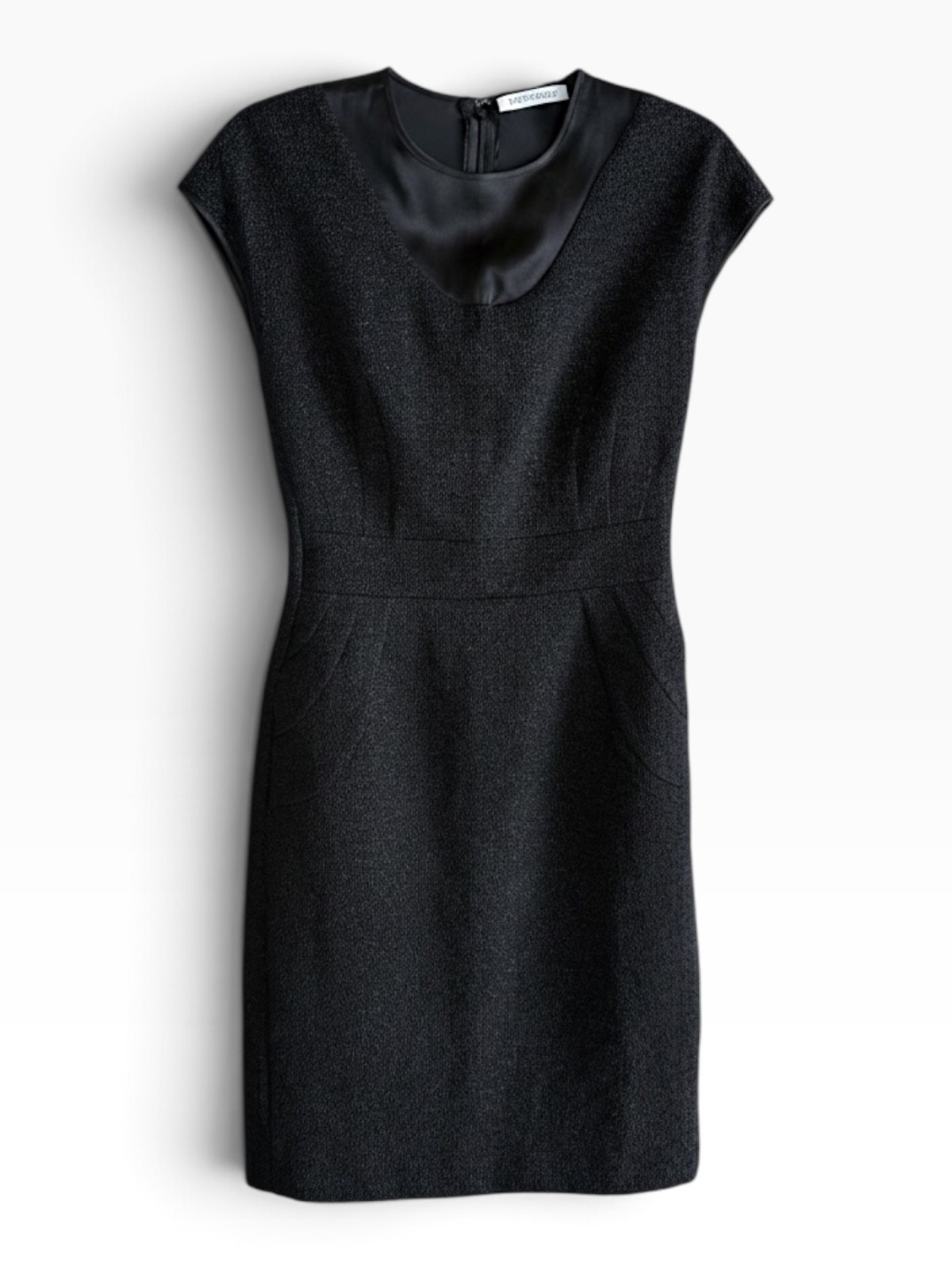 Viktor & Rolf Black Textured Metallic Cloqué Sheath Dress Cap Sleeve Size IT 40