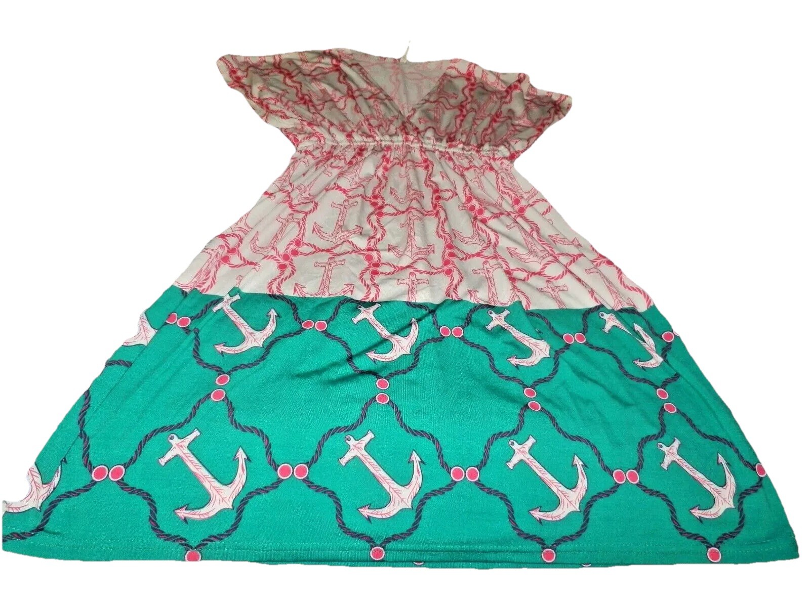PRETTY Womens OS Stretch DRESS Coverup PINK GREEN Anchors Nautical BEACH