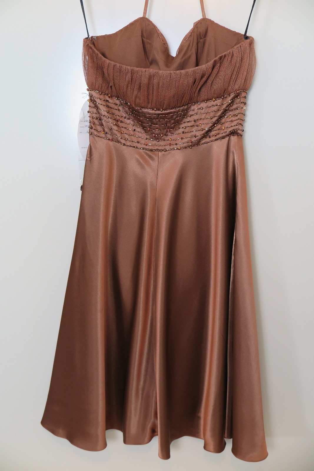 NWT Cassandra Stone Brown Bronze Spaghetti-Strap-Halter Dress Size 2