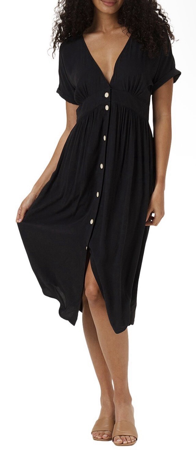 The Normal Brand Deep V Button Through Dress Womens Large