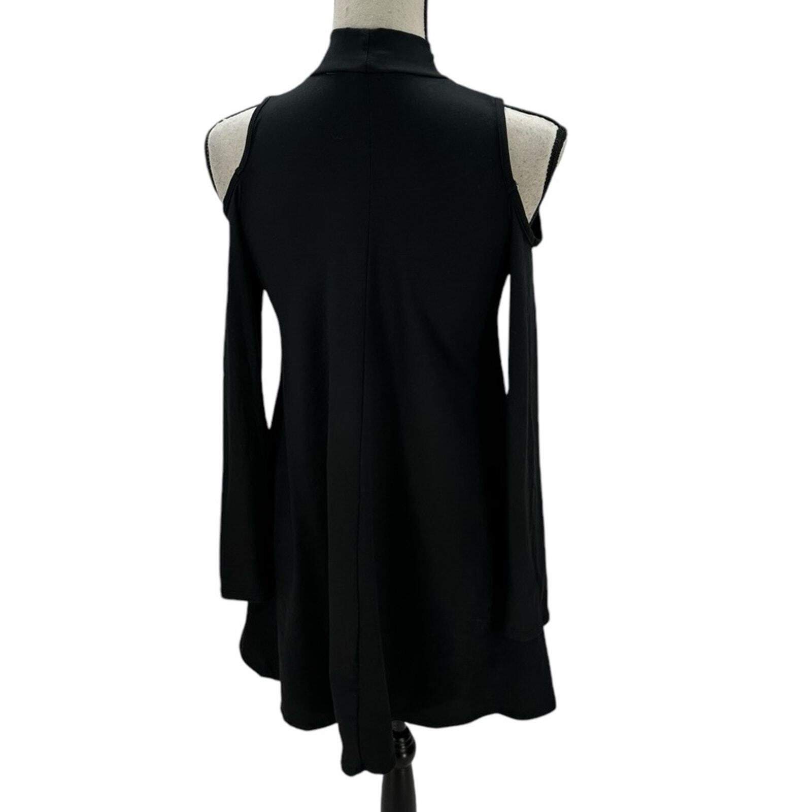 Planet Gold Long Sleeve Cold Shoulder Mock Neck Mini Dress – Black – size Small