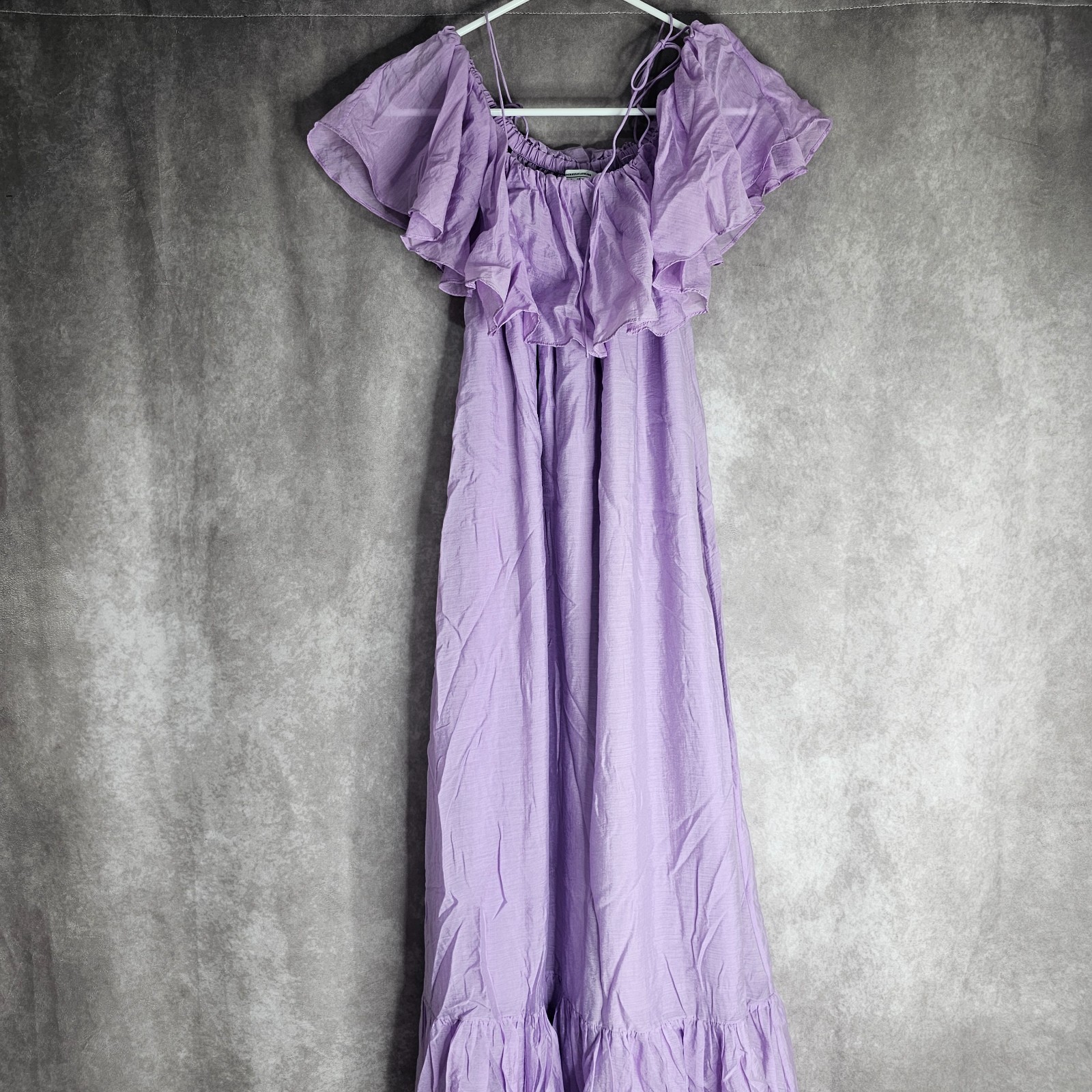 & Other Stories Women’s Maxi Dress UK 6 Purple Off Shoulder Ruffle Floaty