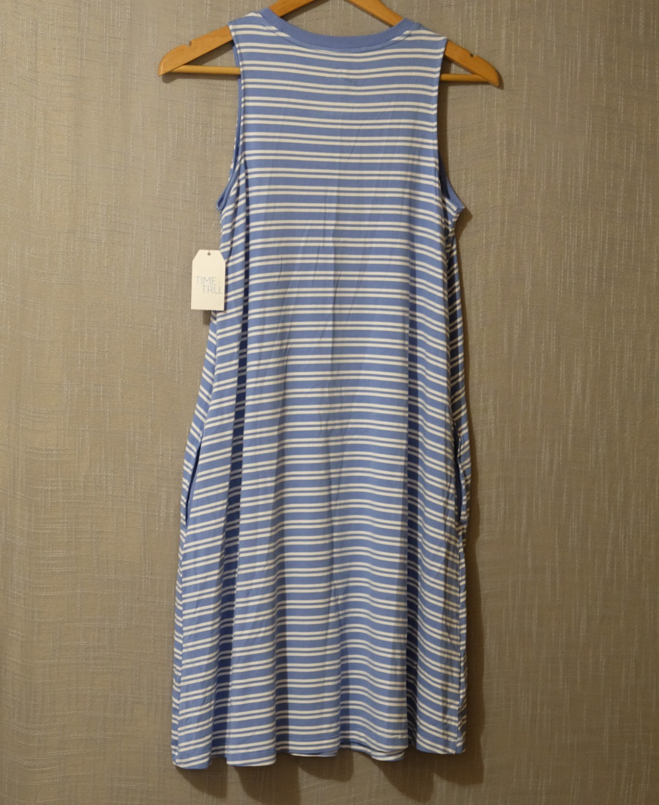 NWT! Time and Tru Blue & White Stripped Sleeveless Tank Dress Womens S #A-67