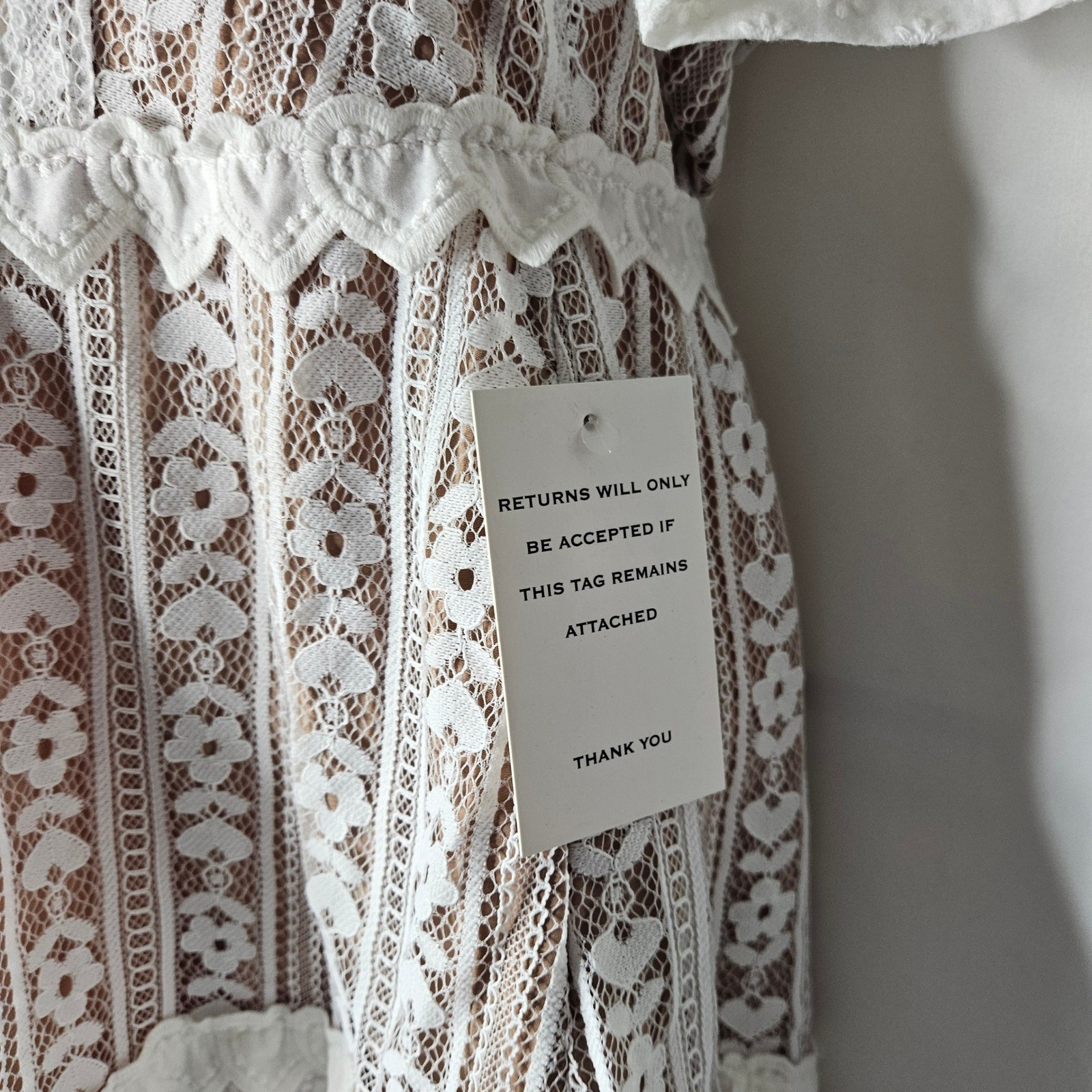 For Love and Lemons Lovebird White Lace One Shoulder Mini Dress sz M NWT
