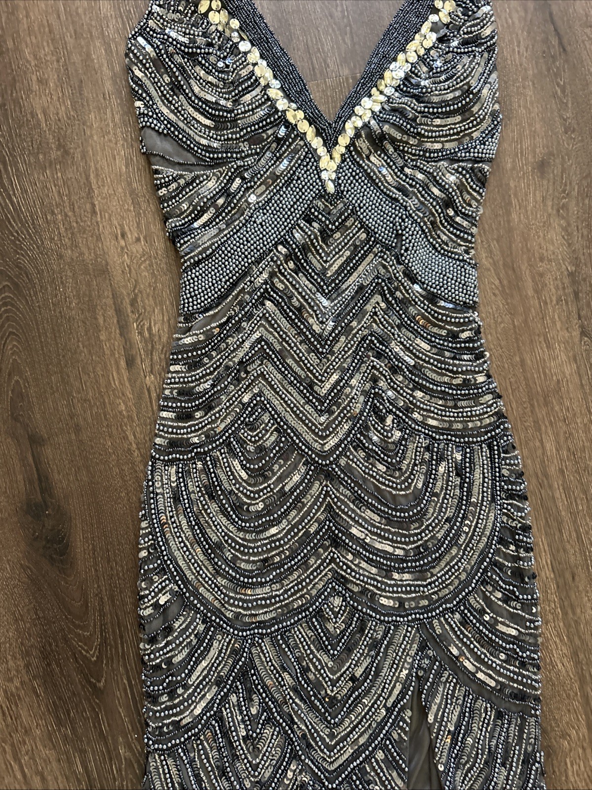 Primavera Couture Beaded Sequence Prom Gown Heavy Beading Formal Slit 0 India