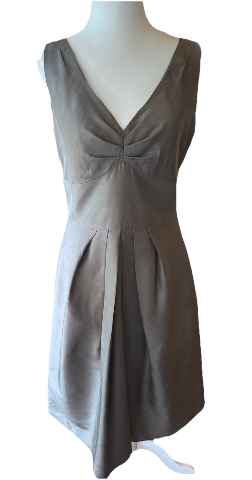 Banana Republic 100% Silk Midi Retro Dress Grey/ Brown Size 6