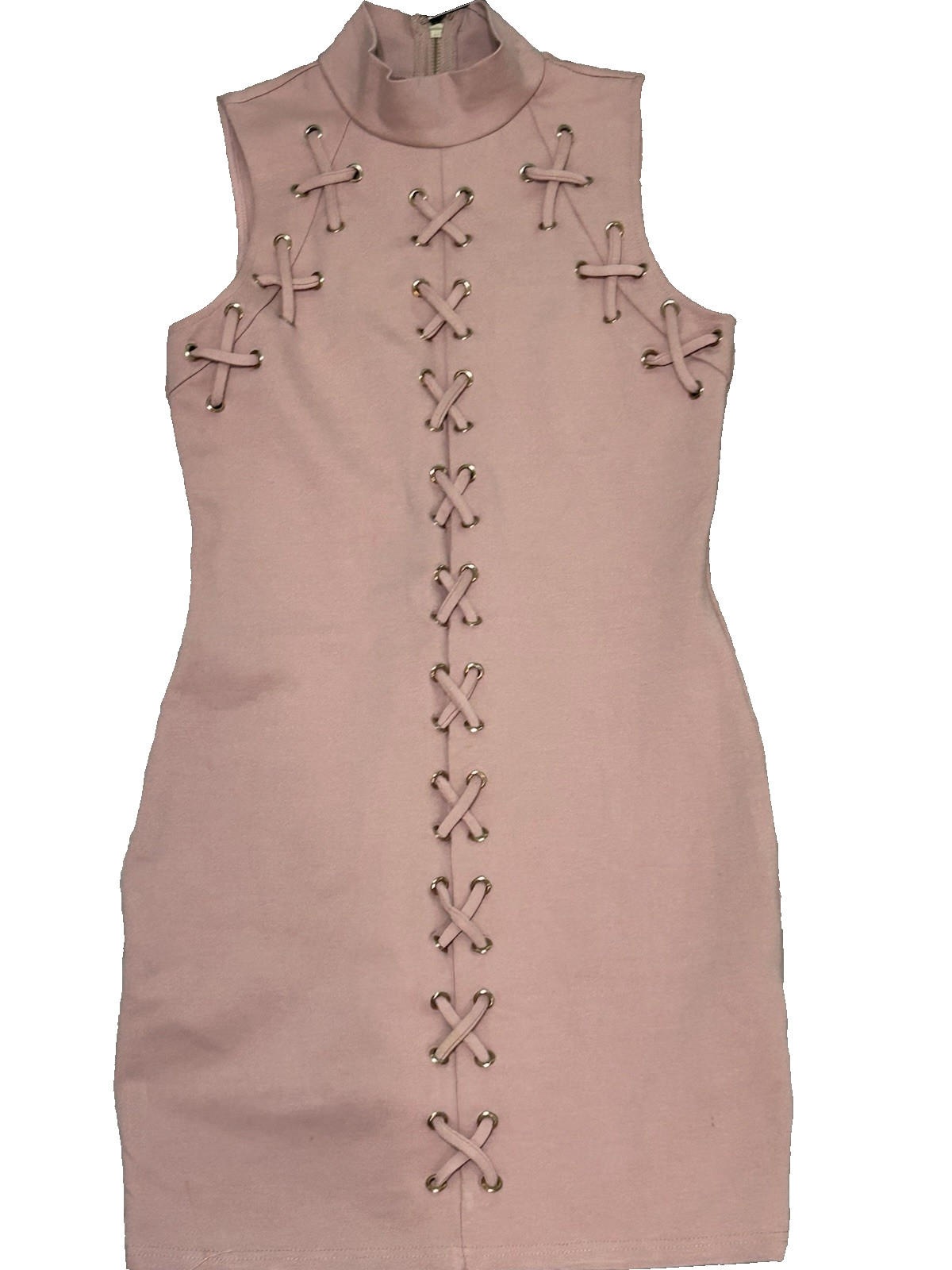 Lac Blue Mauve Dress Bodycon Large Lace up look Cool Stretch Poly/nylon/Spandex