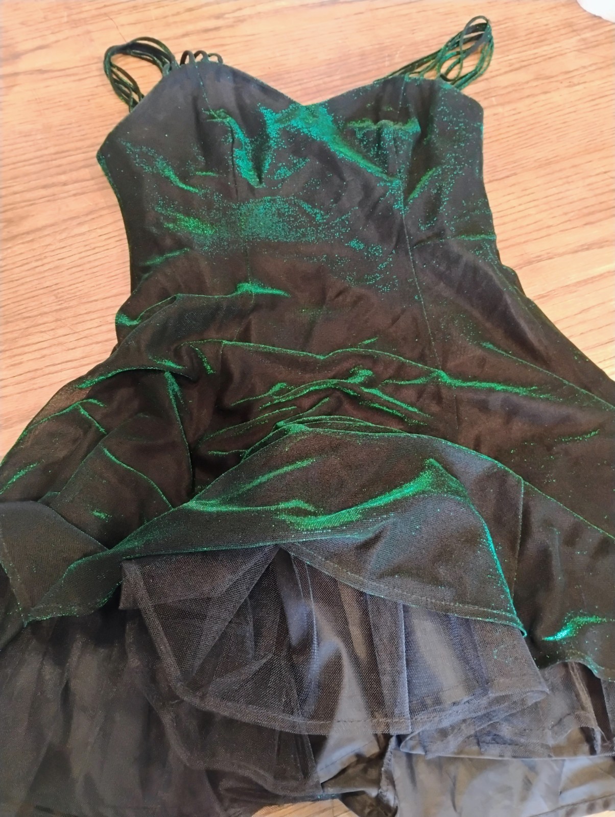 Vintage Be Smart Dress 11/12 Green Metallic Shimmer Liquid Metal Mermaid Y2K