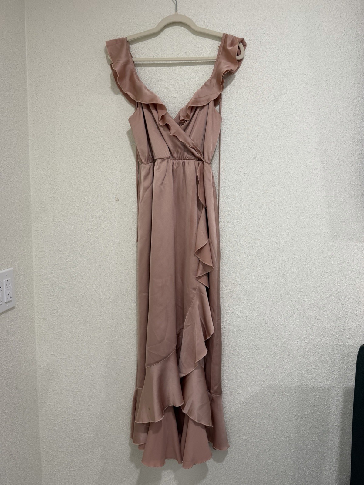 Show Me Your Mumu Samantha Ruffle Wrap Dress, Champagne Rose Gold, Small