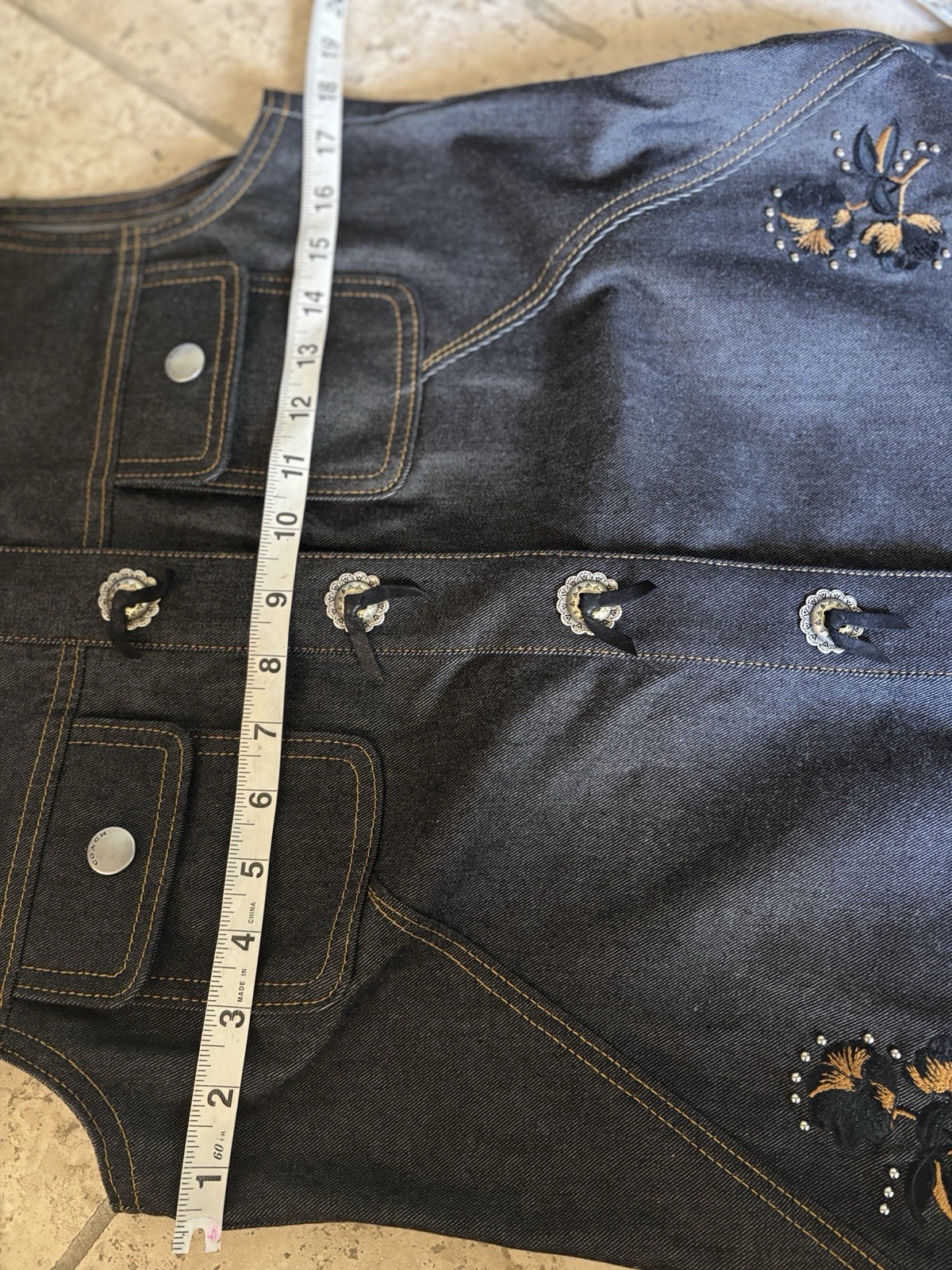 Coach 1941 Japanese denim black concho buttons dress 86966 embroidered Small