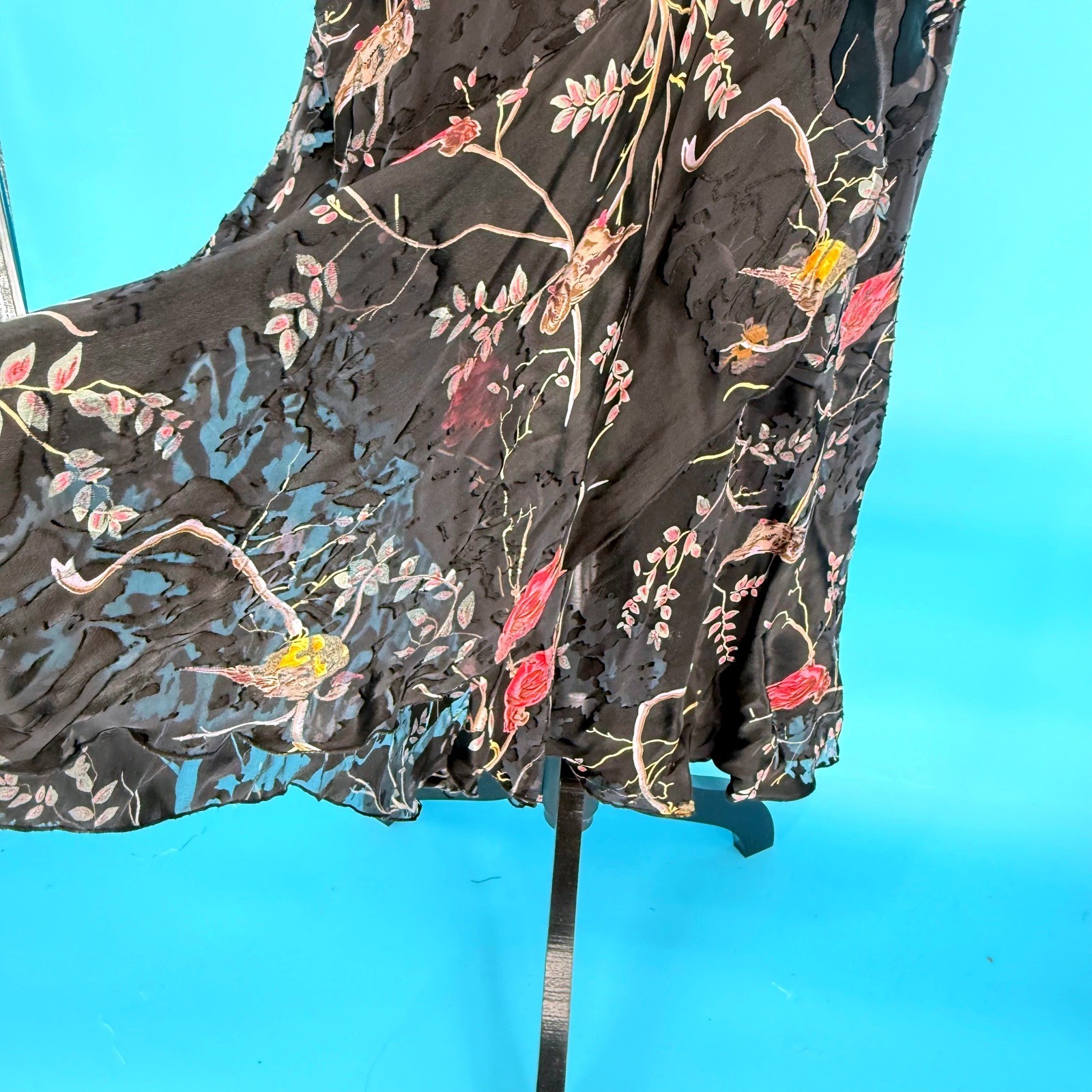 The Pyramid Collection Silk Blend Burnout Maxi Dress Black Size M Fairy Whimsy