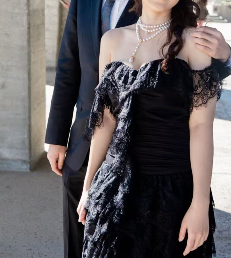 Black Tulle Maxi Dress Elegant Evening Gown Formal Party Prom Wedding