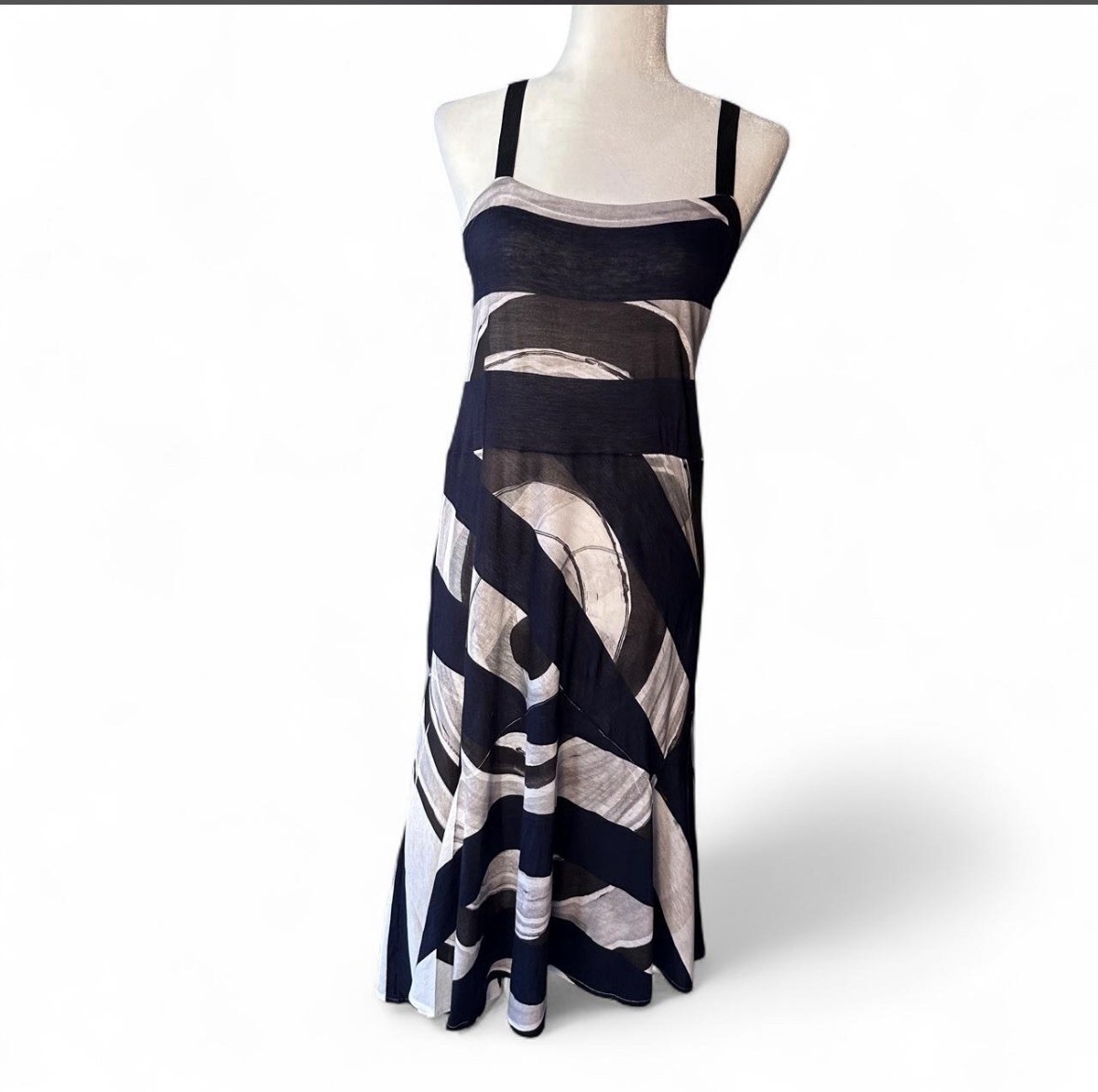 Archival Tramando Martin Churba Graphic Print Midi Dress Size 3 Avant Garde Rare