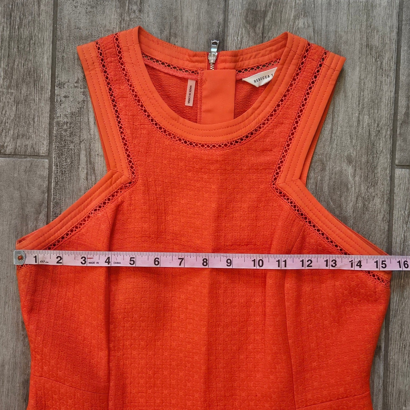 Rebecca Taylor Matelasse Sleeveless Dress Size 4 Orange Cocktail Summer Preppy