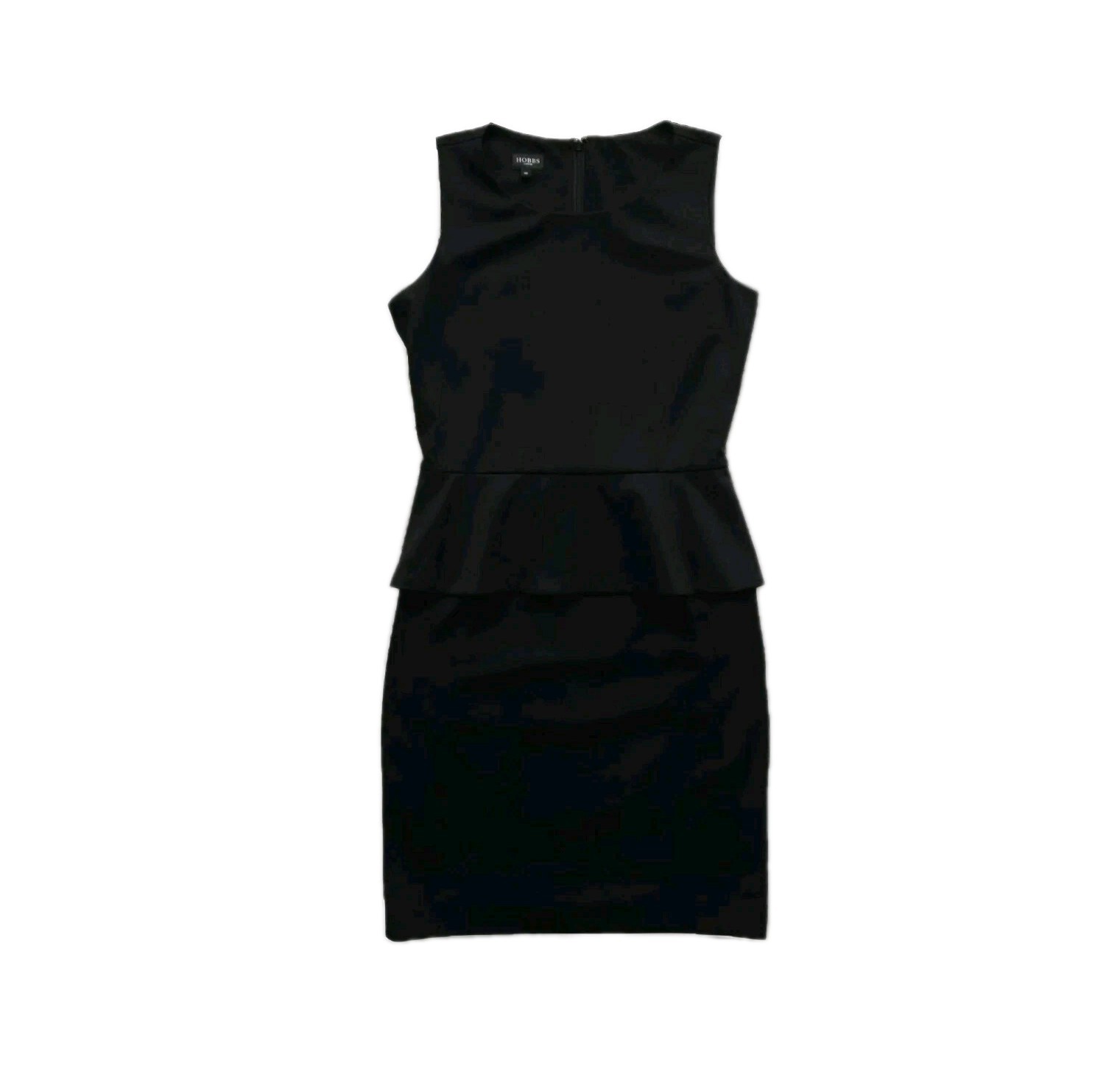 Hobbs London Peplum Sheath Dress UK 10 Ponte Knit Black Classic Sleeveless Women