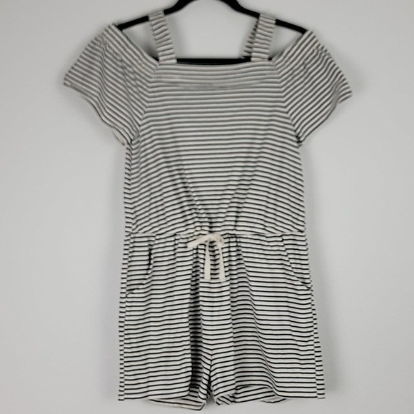 George Black & White Striped One Piece Cold Shoulder Coulotte (14-16) XL