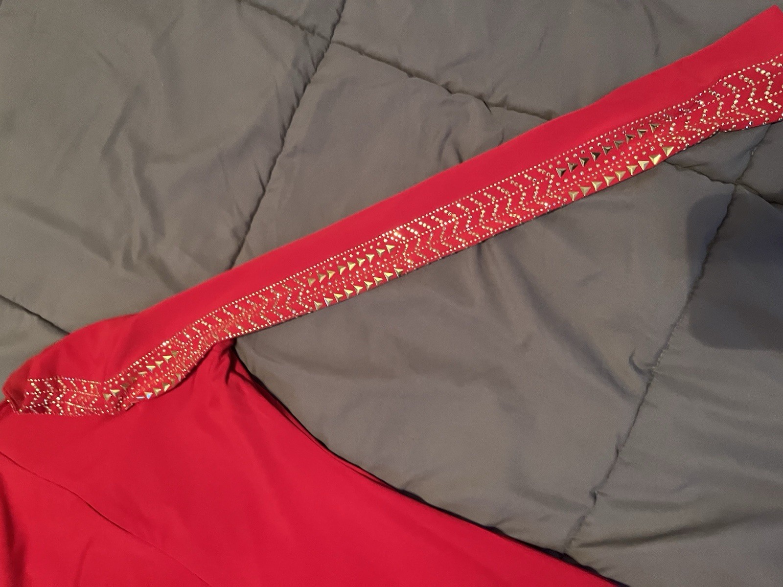 Guess Womens Size 4 Red Long Sleeve Bodycon Dress Studded Rhinestone