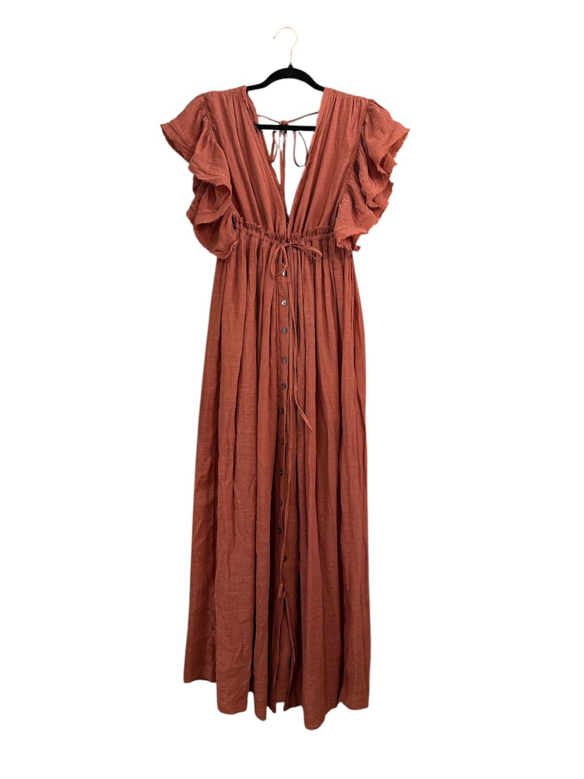 Flawless Size S Button Front Boho Flowy Gauze Maxi Dress