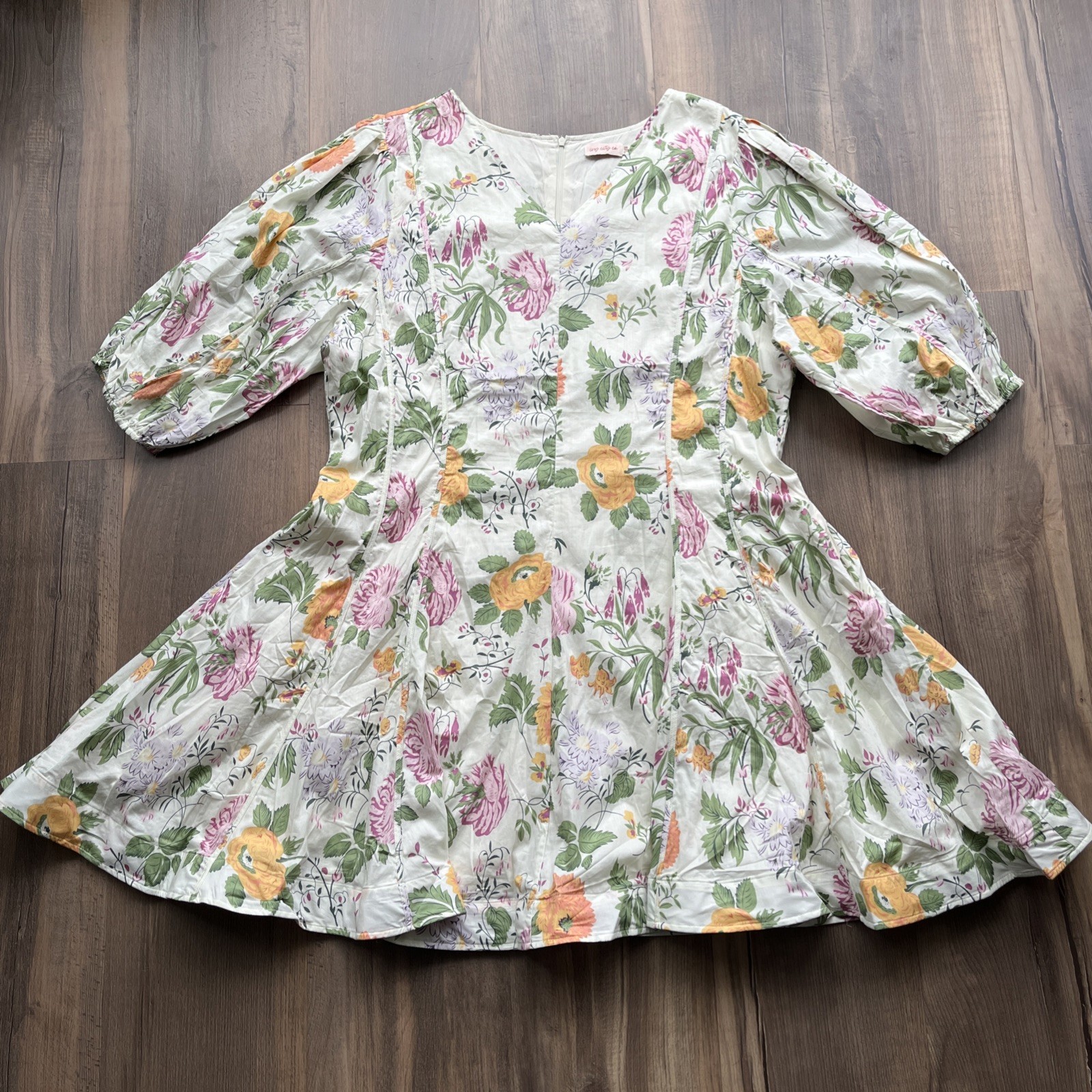 Ivy City Co Leah Dress In Multicolor Floral Lined Pockets Cotton Full Skirt 24W