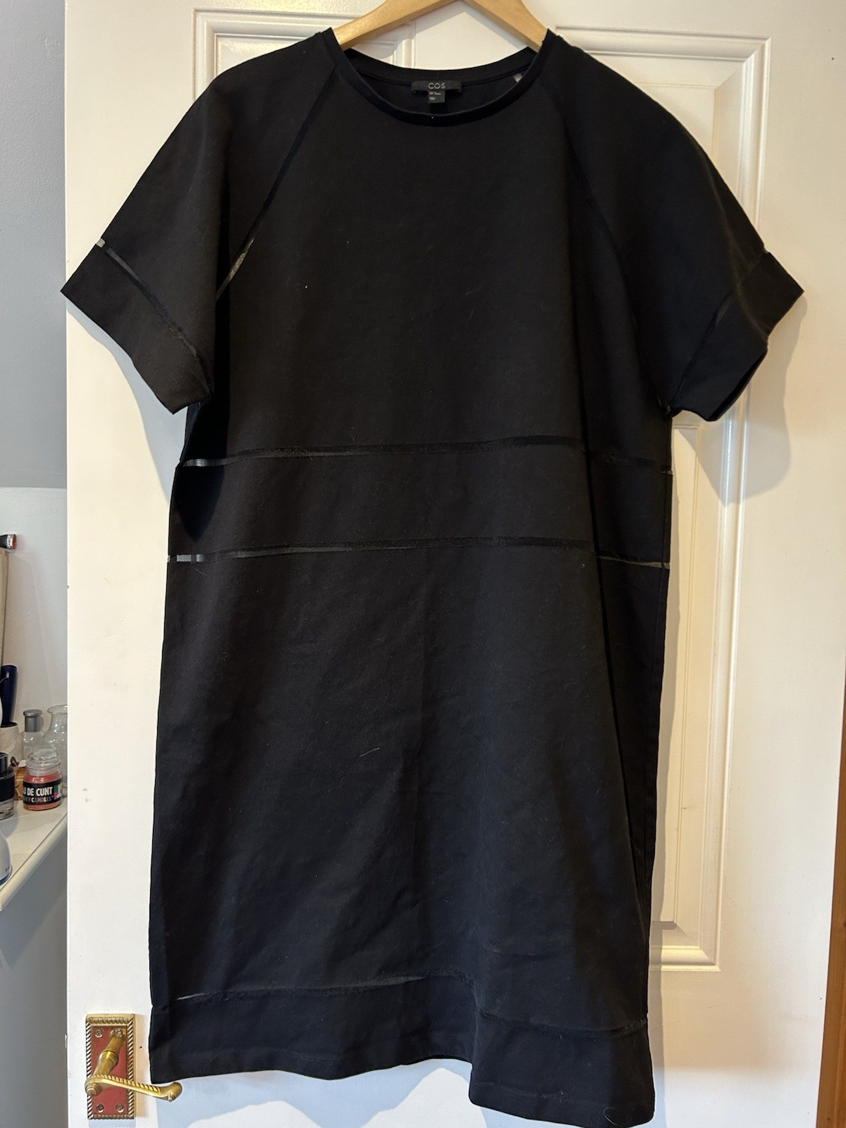 COS Black Mesh Shift Tunic Swing Dress Size M Winter Spring Smart Work Oversized