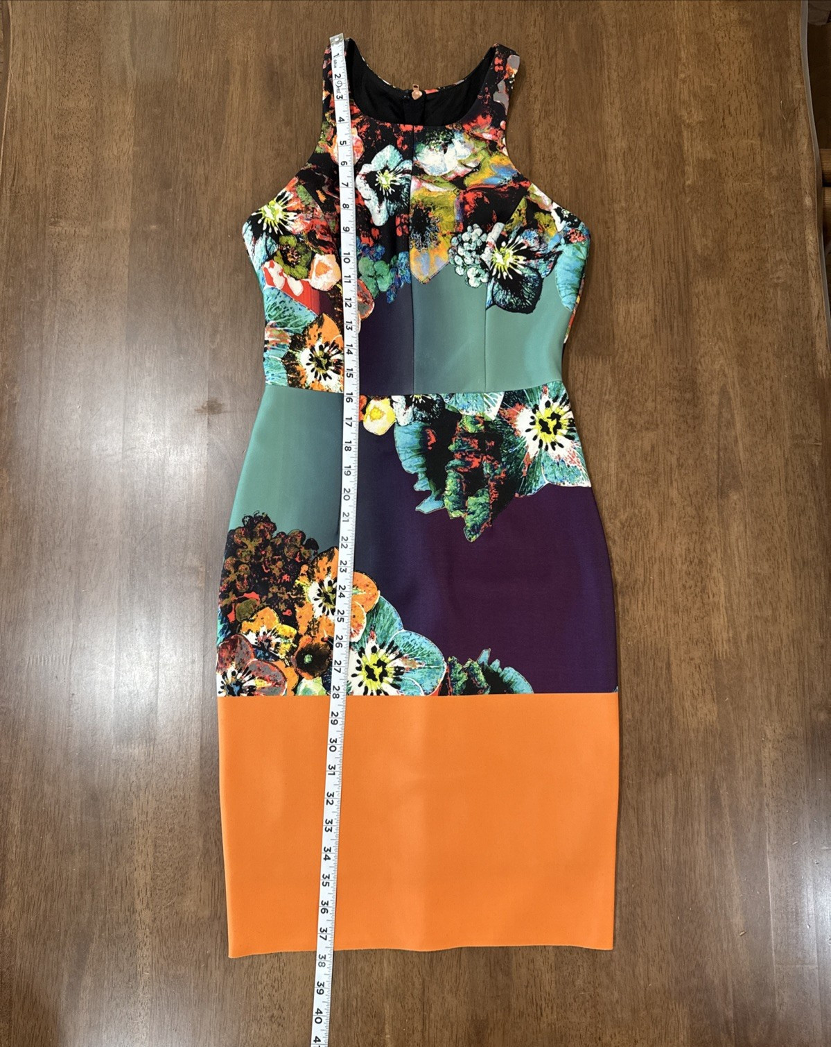 MILLY Floral Scuba Sheath Bodycon Cocktail Dress Racerback Halter Women Sz 2