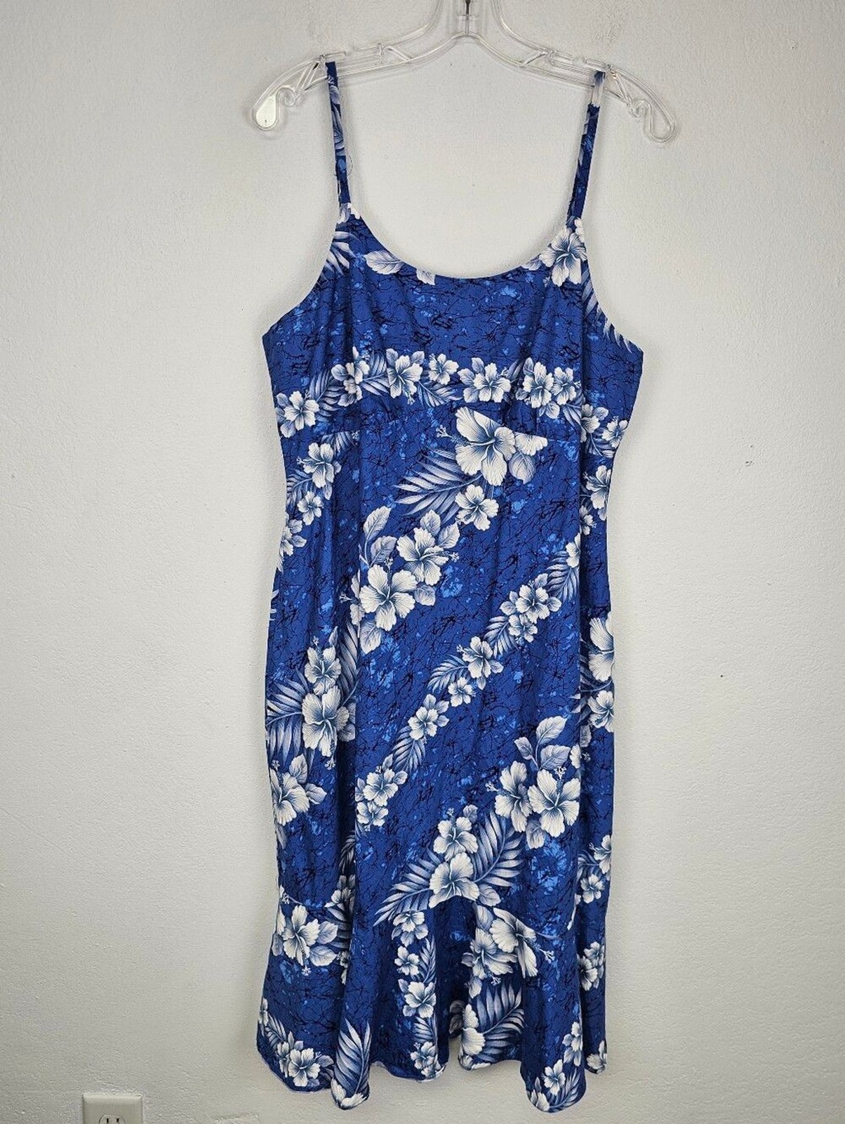 Milson By Ky’s Hawaii Tropical Blue White Floral Sundress Sz XL Resort Beach