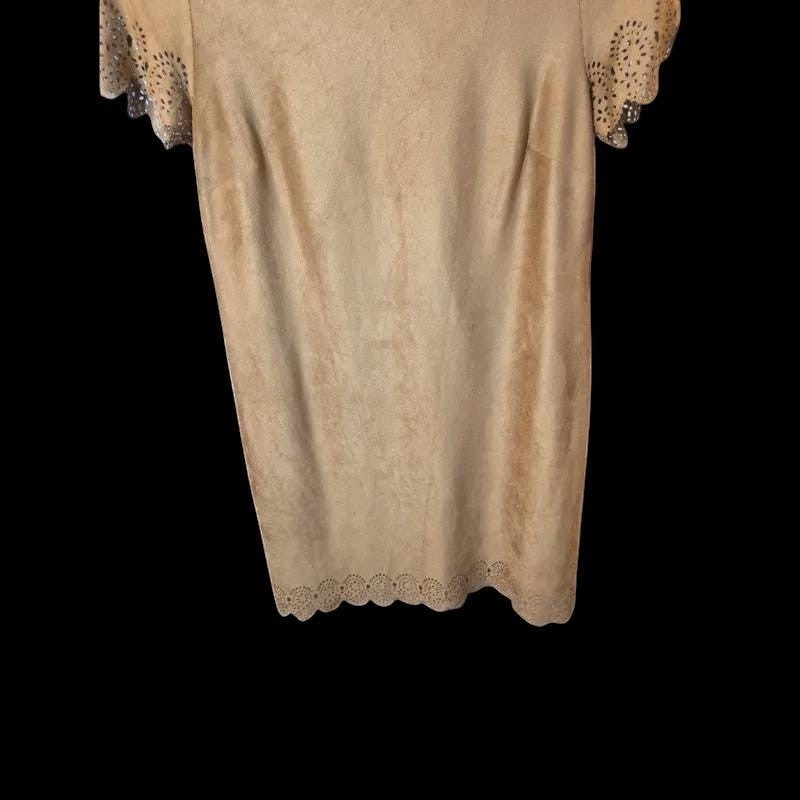 Short Sleeve Faux Suede Shift Dress