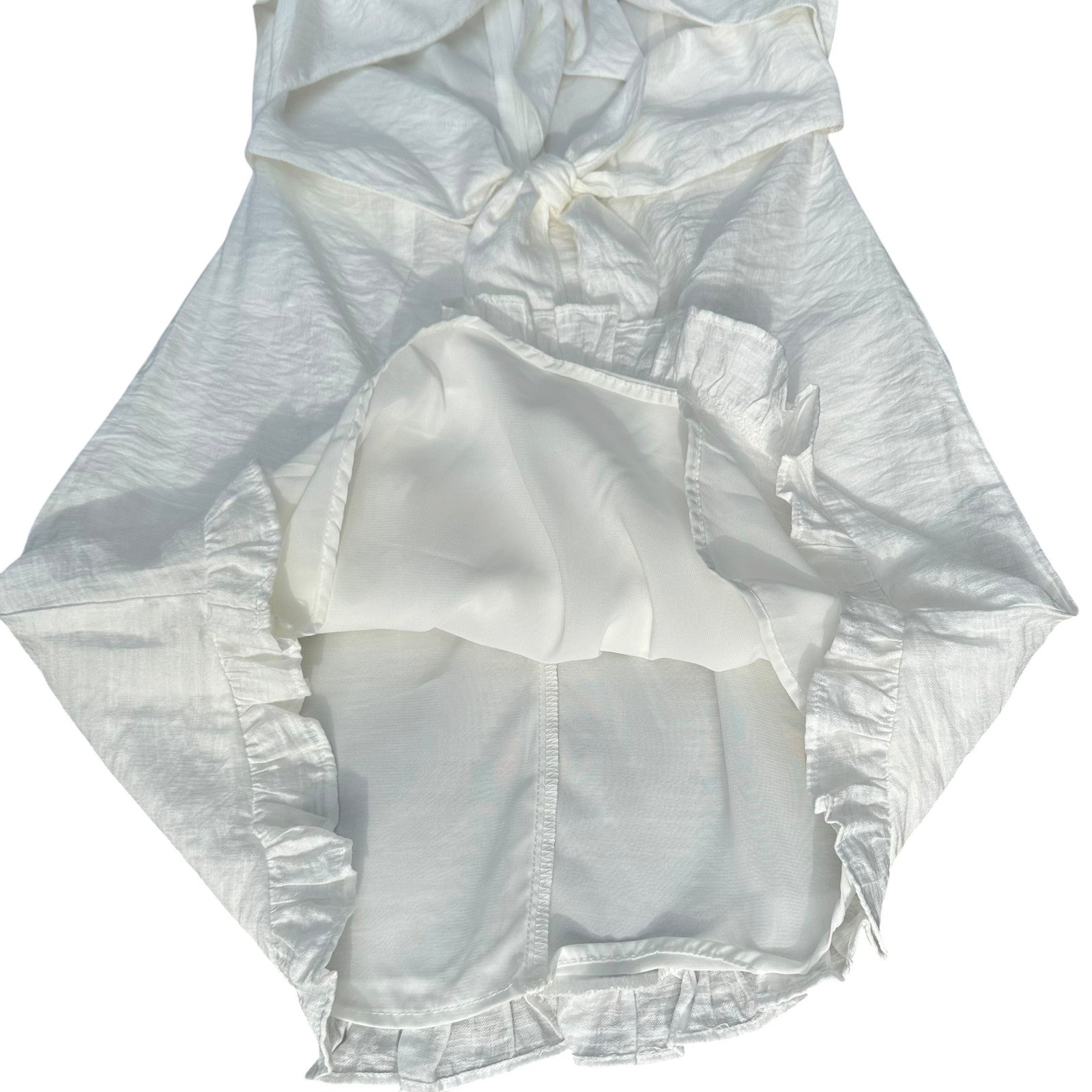 Hello Molly Silent Night White Tie Puff Sleeve Mini Dress Small US 4 Milkmaid