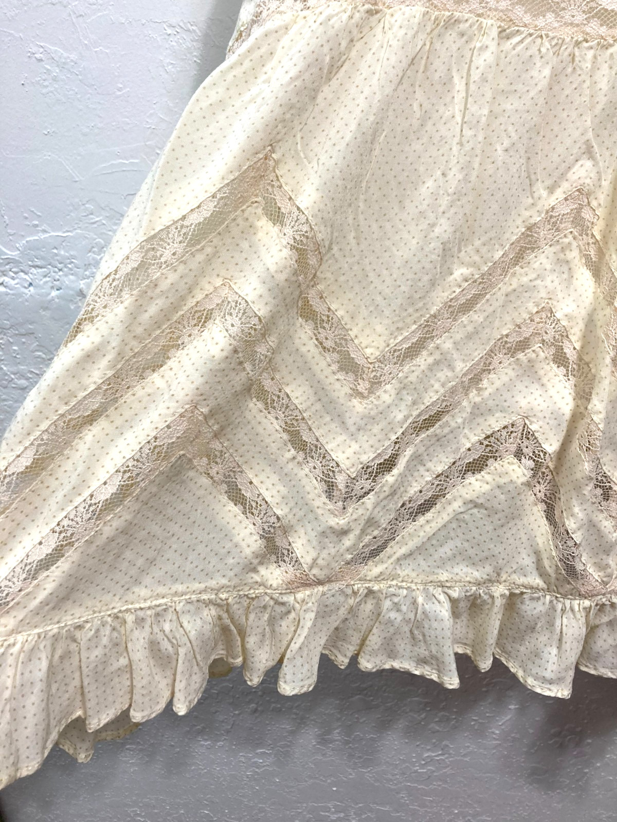 Intimately Free People Voile Lace Trapeze Slip Dress Tunic Ruffled Boho Flowy MM