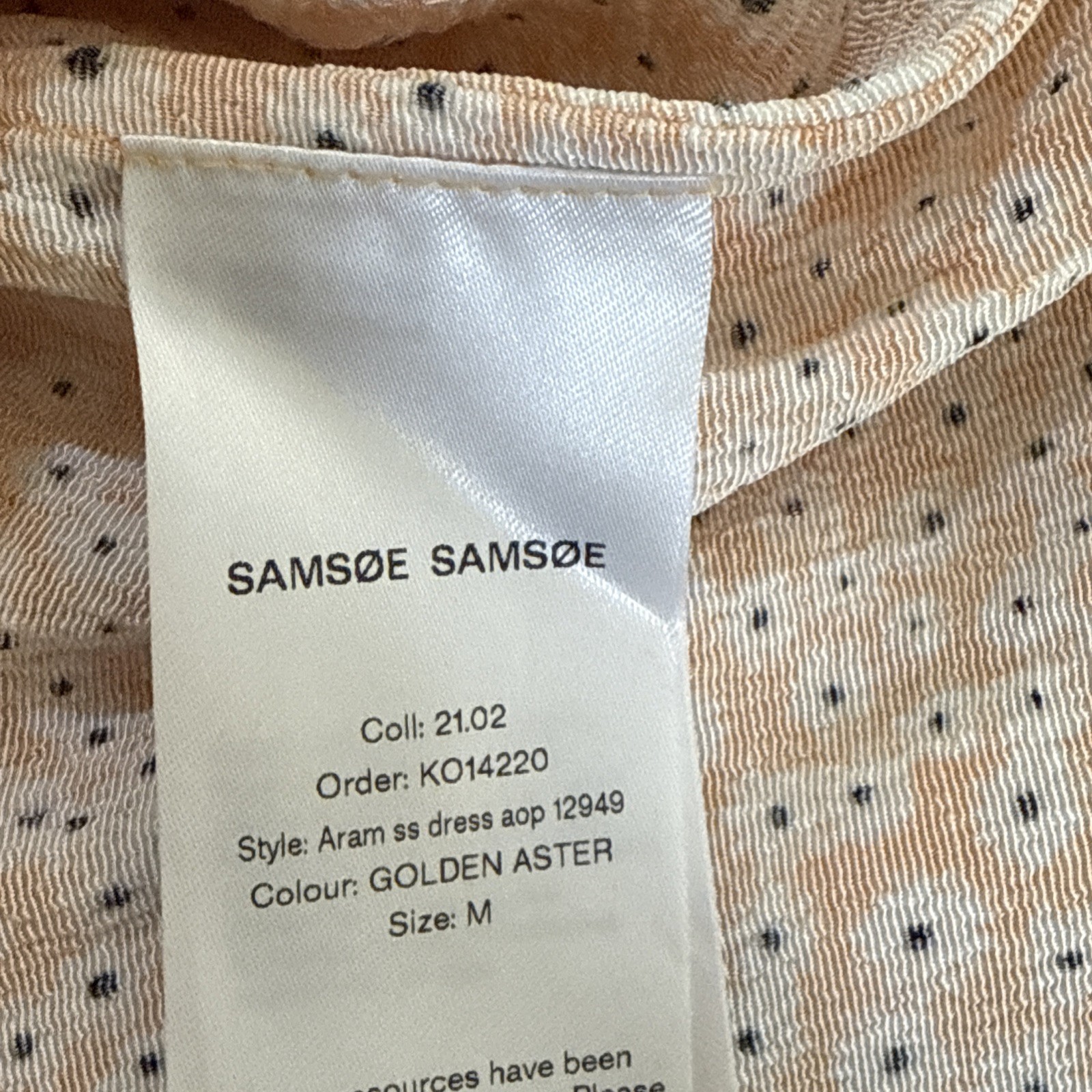 Samsoe Samsoe Women’s Dress Golden Aster M Yellow Floral Boho Casual Cottagecore