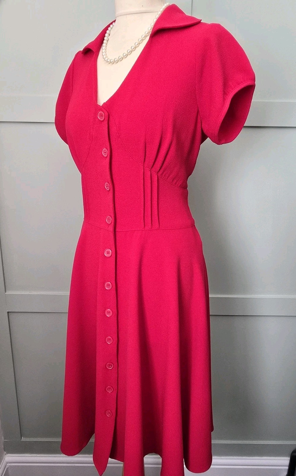 Vintage 1940s 1950s Twinwood Style Red Tea Party Swing Dress Size 10 Joe Browns