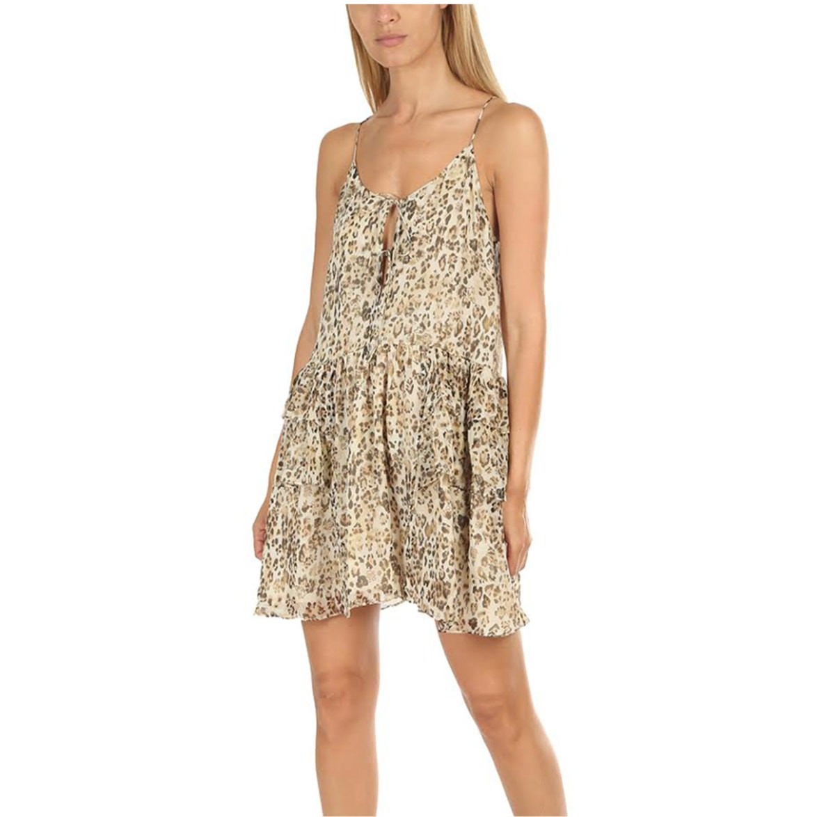 IRO Buzon Silk Short Sun Dress in Cheetah Animal Print Size 38/ US 6