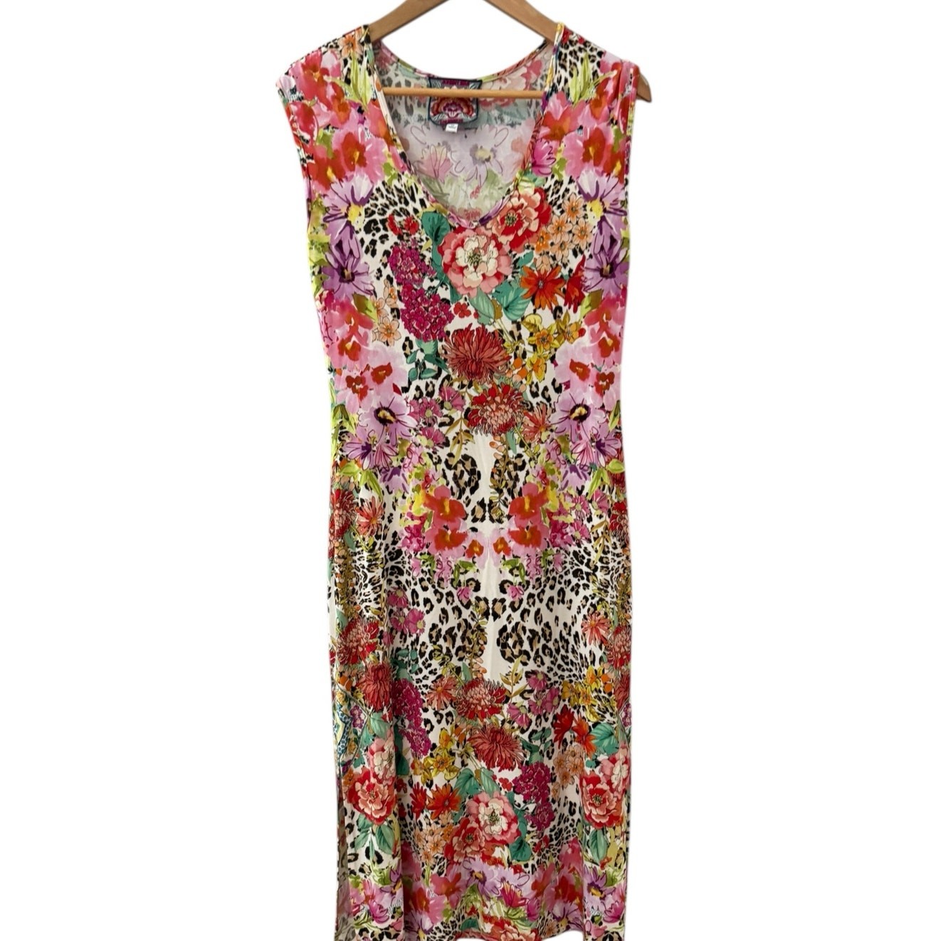 Johnny Was Bamboo Wild Garden High Slit Knit Dress Multicolor Size XS